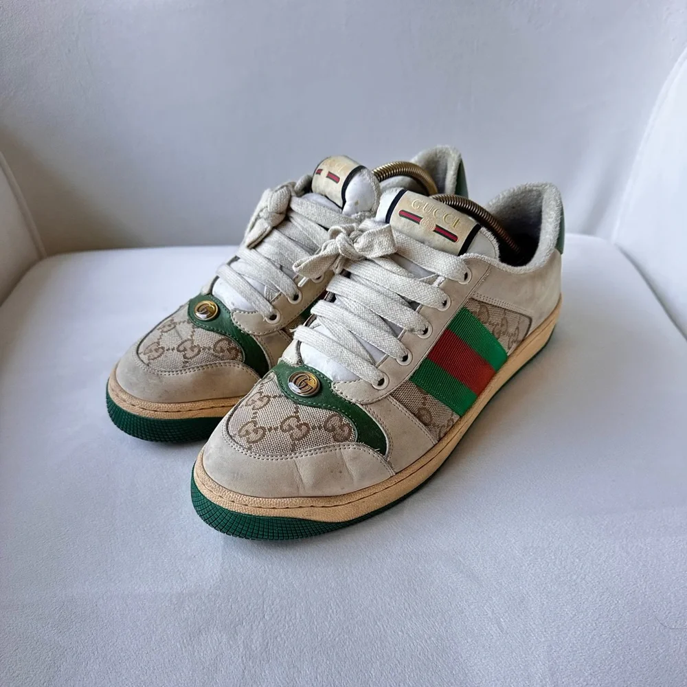 Gucci Green and Cream Vintage Sneakers size US 8.5 IT 42